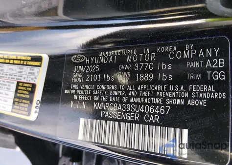 2025 Hyundai Venue Sel z USA, uszkodzony, nr VIN KMHRC8A39SU406467